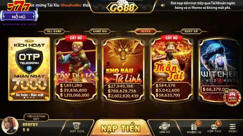 Go88 sở hữu kho game nổ hũ đa dạng, tỷ lệ thắng hấp dẫn liên tục